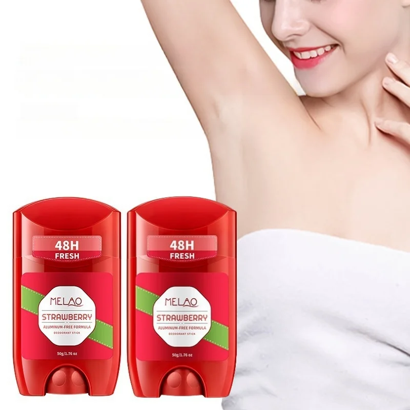 50g Strawberry-Flavored Deodorant Stick, Moisturizing and Deodorizing, with a Fresh Scent, Aluminum-Free, 72-Hour Long-Lasting Fragrance, Suitable for Daily Use on Underarms, Hands, Feet, and Body, with a Fresh Strawberry Scent, No-Rinse Formula, Portable Design, Unisex Travel Deodorant.