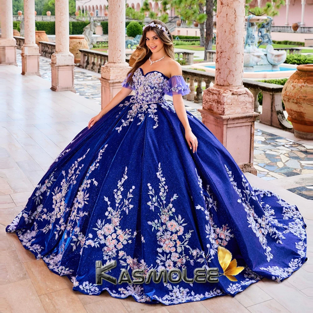 Kasmolee Fashionable Sweetheart Quinceanera Dresses for Girl Appliques Pleat Crystals Vestido de 15 Anos Personalised Plus Size