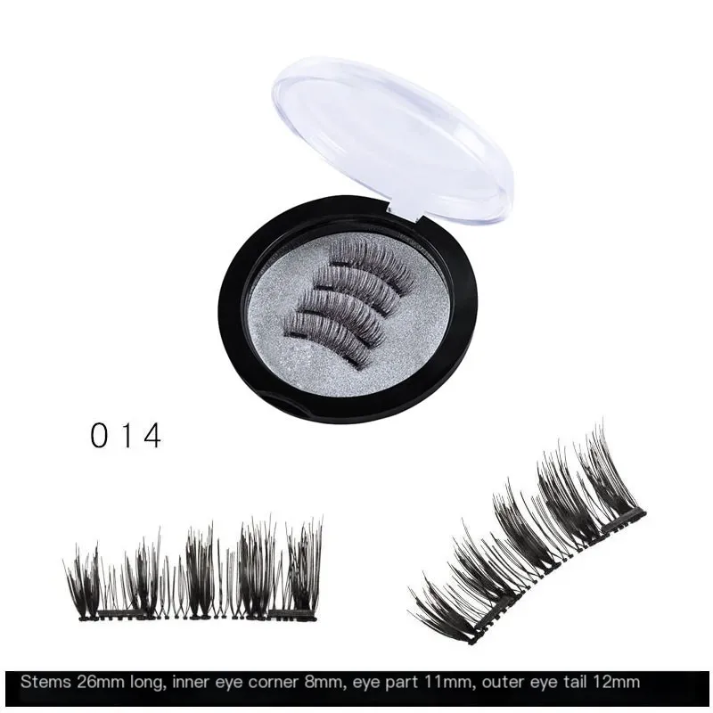 2 pairs 3D Natural Magnetic Eyelashes With 2 Magnetic Lashes With Box Reusable False Eyelashes Portable Makeup Tool