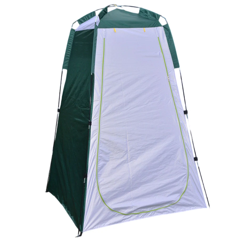 Features Portable Shower Tent Green Mobile Toilet Ground Spikes Instant Privacy Space Multifunctional Design Camping Site