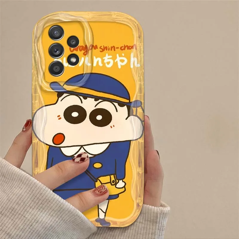 C-تلوين شين تشان الأصفر لسامسونج S25 S24 S23 S22 S21 S20 A04 A05s A05 A06 الترا زائد FE 5G موجة النفط جراب هاتف