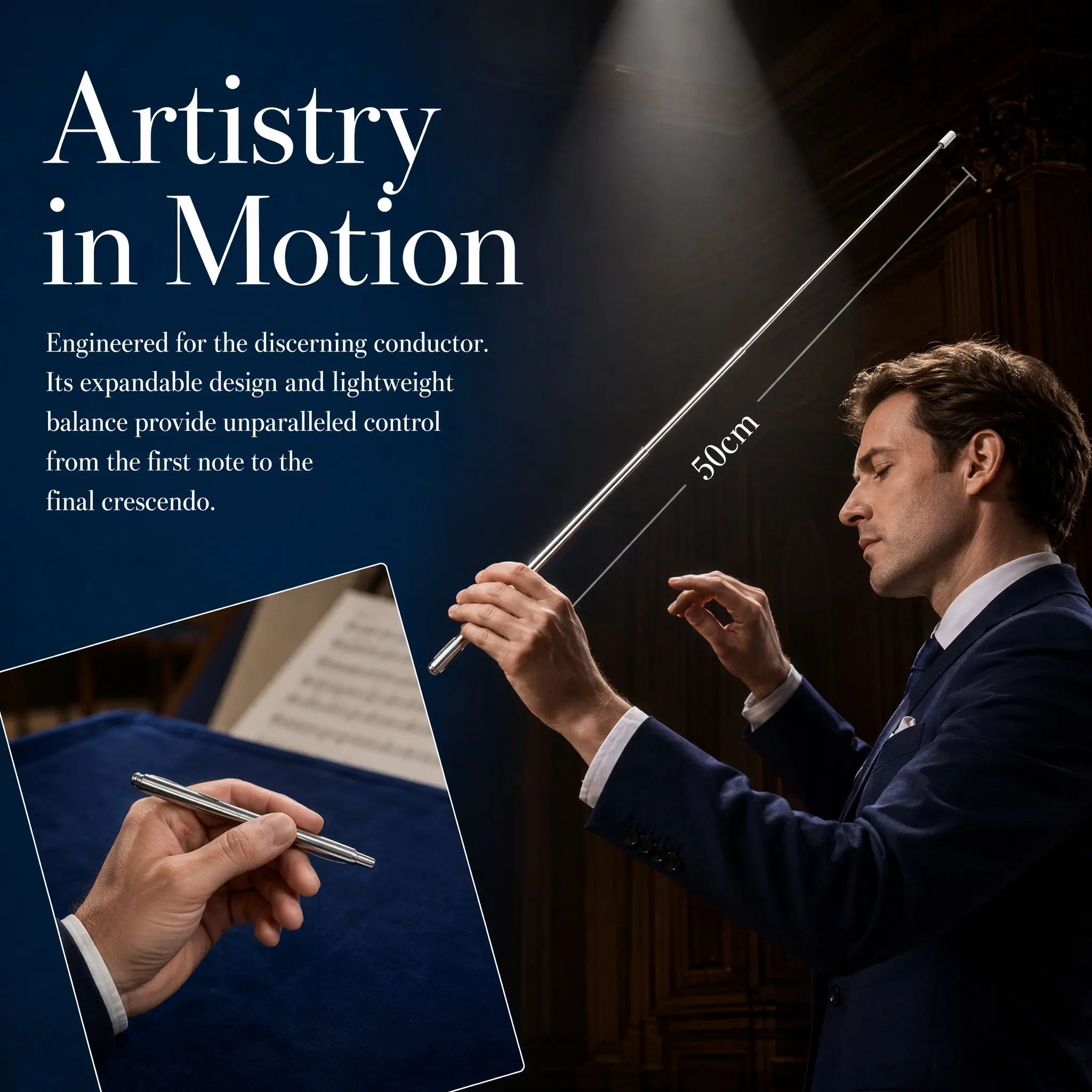 Lightweight Telescopic Stainless Steel Conducting Baton Portable Orchestra Conductors Rhythm Wand for Choir Concert Use