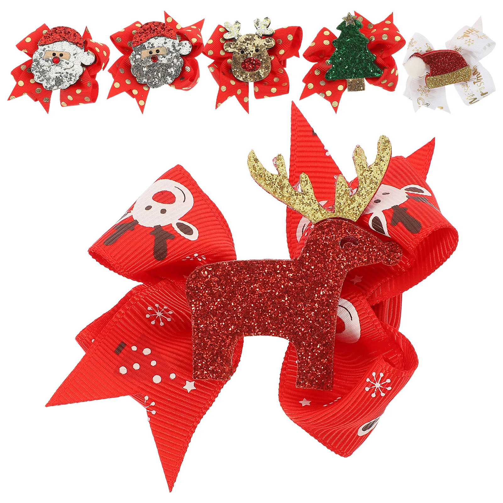 6Pcs Christmas Hairpin Bowknot Hair Clips for Kids Girls Durable Long-Lasting Cute Hair Accessories for Party Gifts