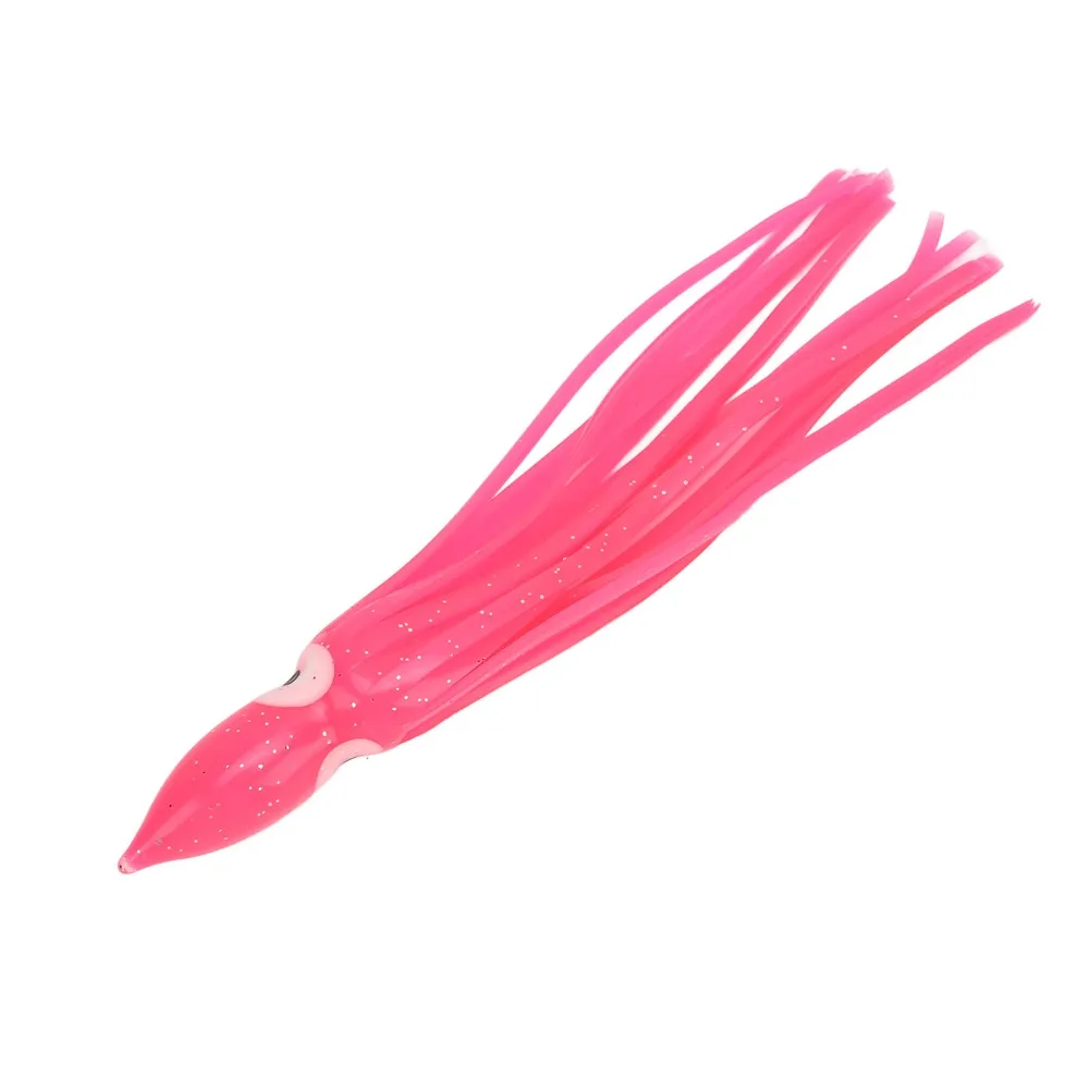 10PCS Durable PVC Squid Skirts Lures Lifelike Eyes 14/16/18cm Octopus Lures Pink Soft Trolling Baits Freshwater Fishing view 3