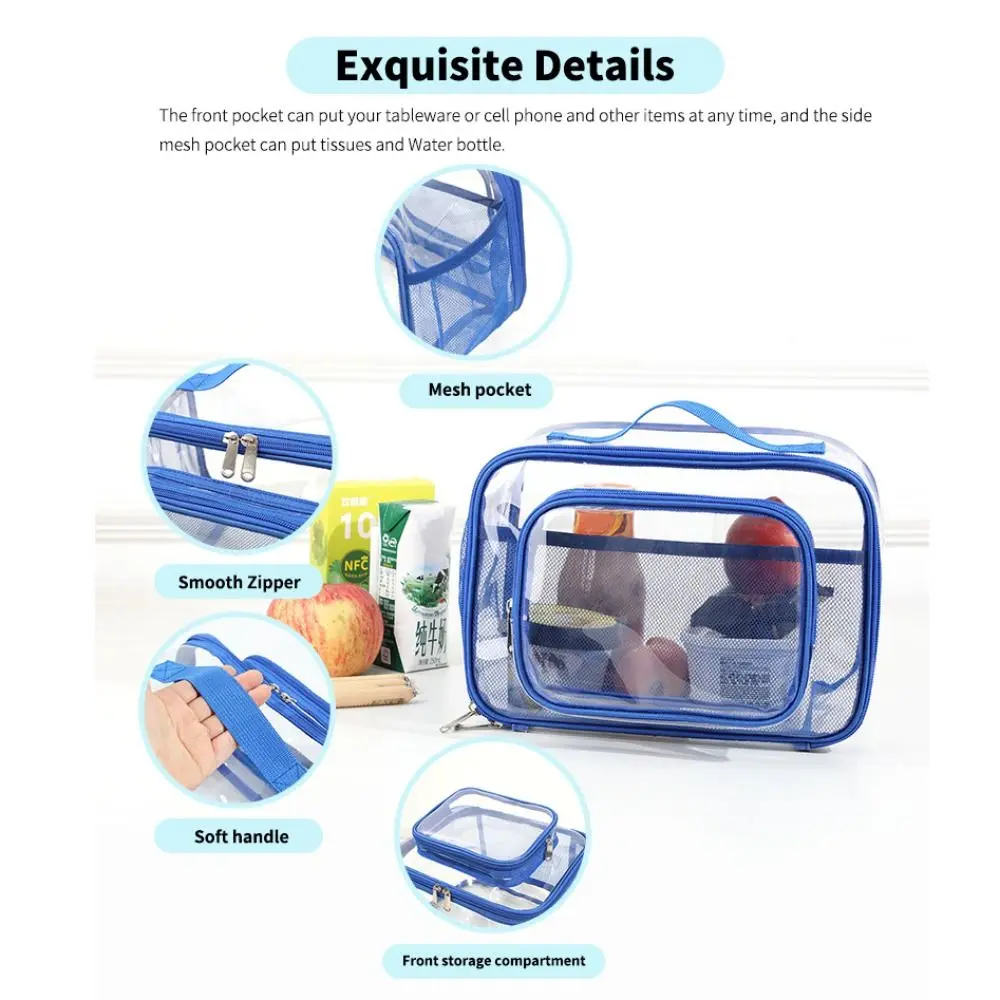 New PVC Travel Handbag Waterproof Transparent Shopping Storage Tote Bag Large Capacity Zipper Clear Picnic Bag