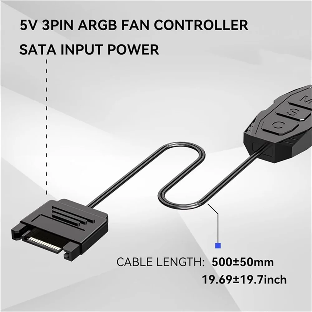 5V 3-Pin ARGB Controller Hub with Remote Control for PC Case Fans LED Strips No Motherboard ARGB Support Required