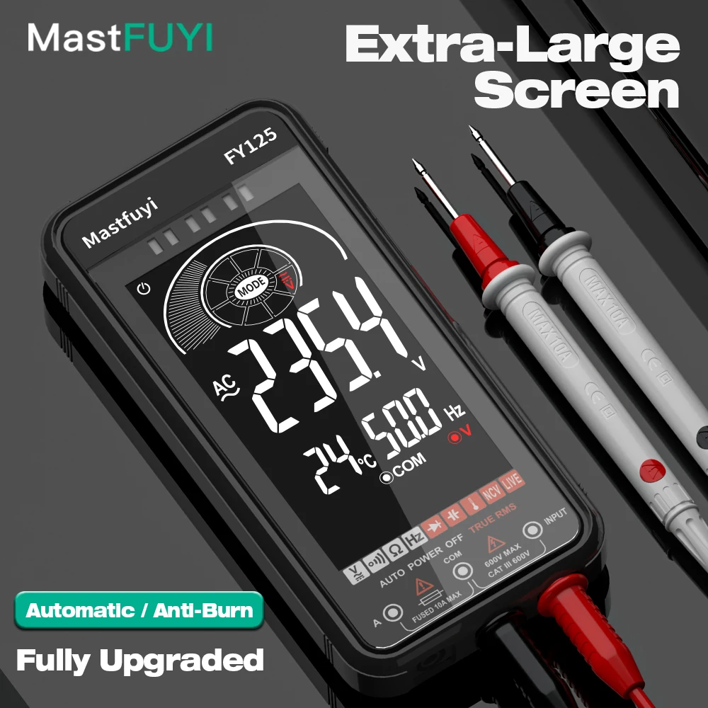 جهاز قياس متعدد رقمي بشاشة كبيرة أوتوماتيكية بالكامل من MASTFUYI مع عدد True RMS 6000، جهاز اختبار احترافي ذكي، أدوات كهربائية #1