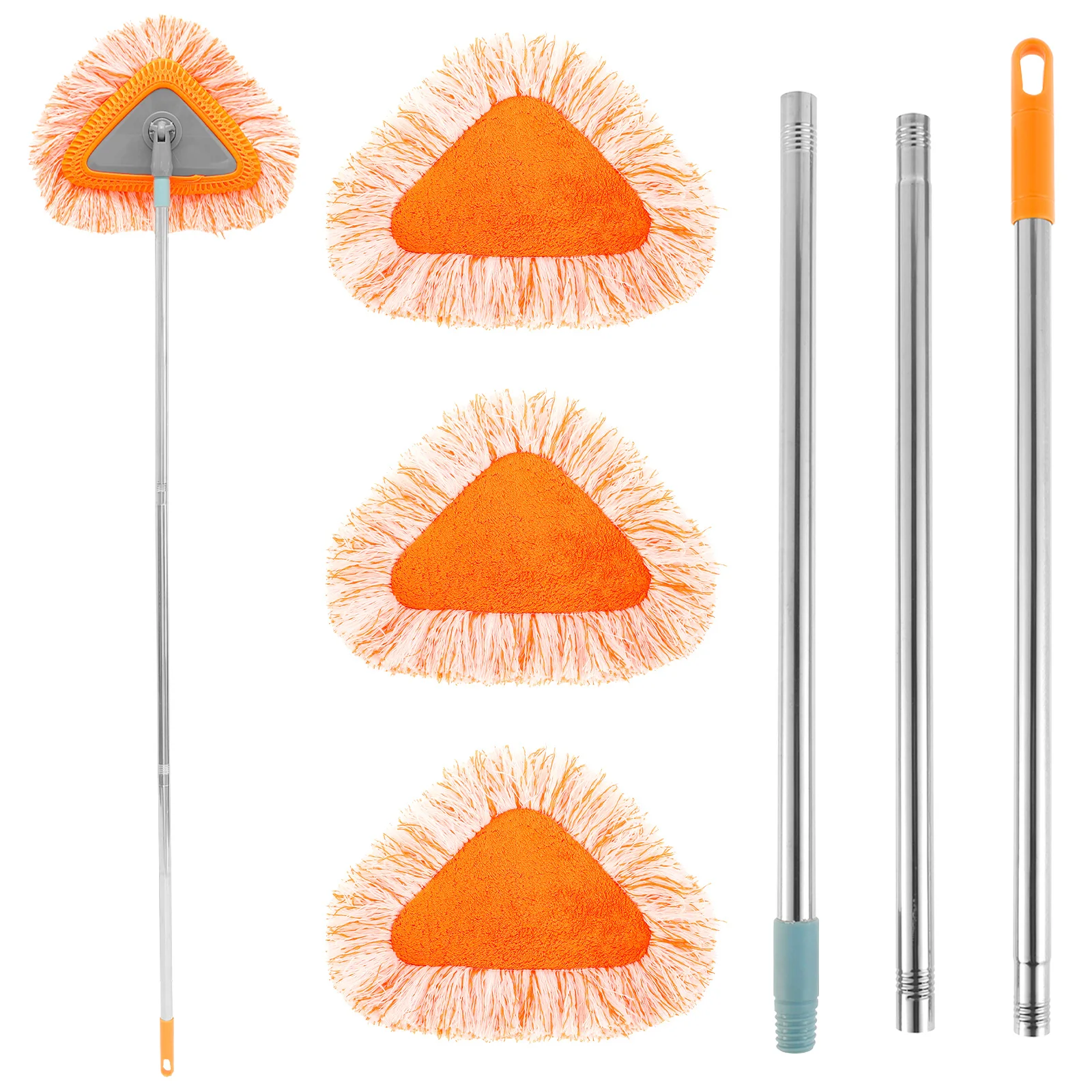 

Triangle Floor Mops Set 360° Rotatable Microfiber Wall Mops with 3 Replaceable Mop Pads Reusable Washable Cleaning Mops Set Wet