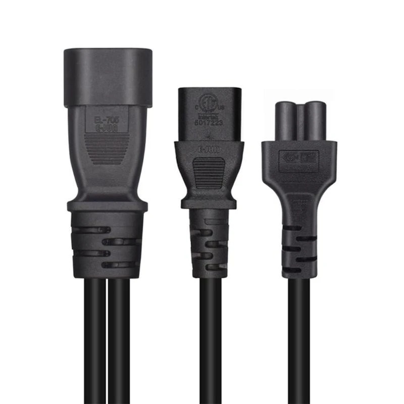 K3NB 32cm IEC320 C14 to IEC320 C13 + C5 Power Cord 1 in 2 Out Y-splitter Adapter Cable Extension Line for Scanner & Printer