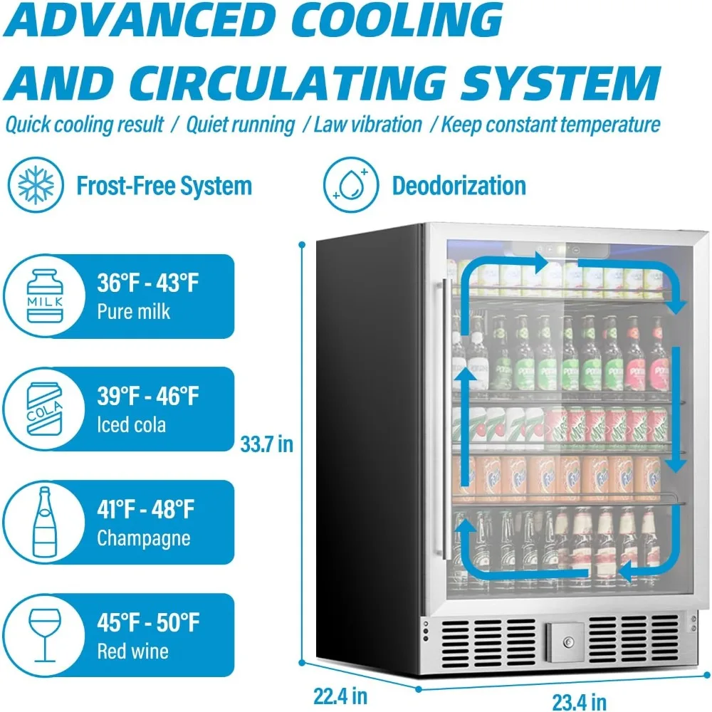 Refrigerador de Bebidas de 5,3 Pés Cúbicos/166 Latas, Geladeira de 24 Polegadas com Prateleira Ajustável e Display LED para Refrigerantes e Cervejas, Personalizado