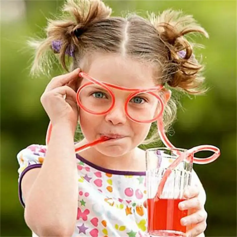 1Pc DIY Glasses Straw Soft PVC Glasses Fashionable Straw Practical Flexible Drinking Straw Creative Kids Gift Bar Party Tool