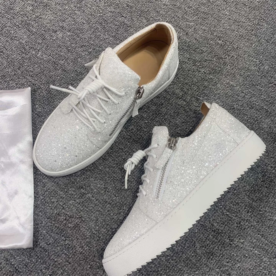 

Top Hight Quality Casual Sneakers For Men and Women Real Leather Brand Designer Unisex Tennis Shoes GZ Zipper Loafer Shoes G0377