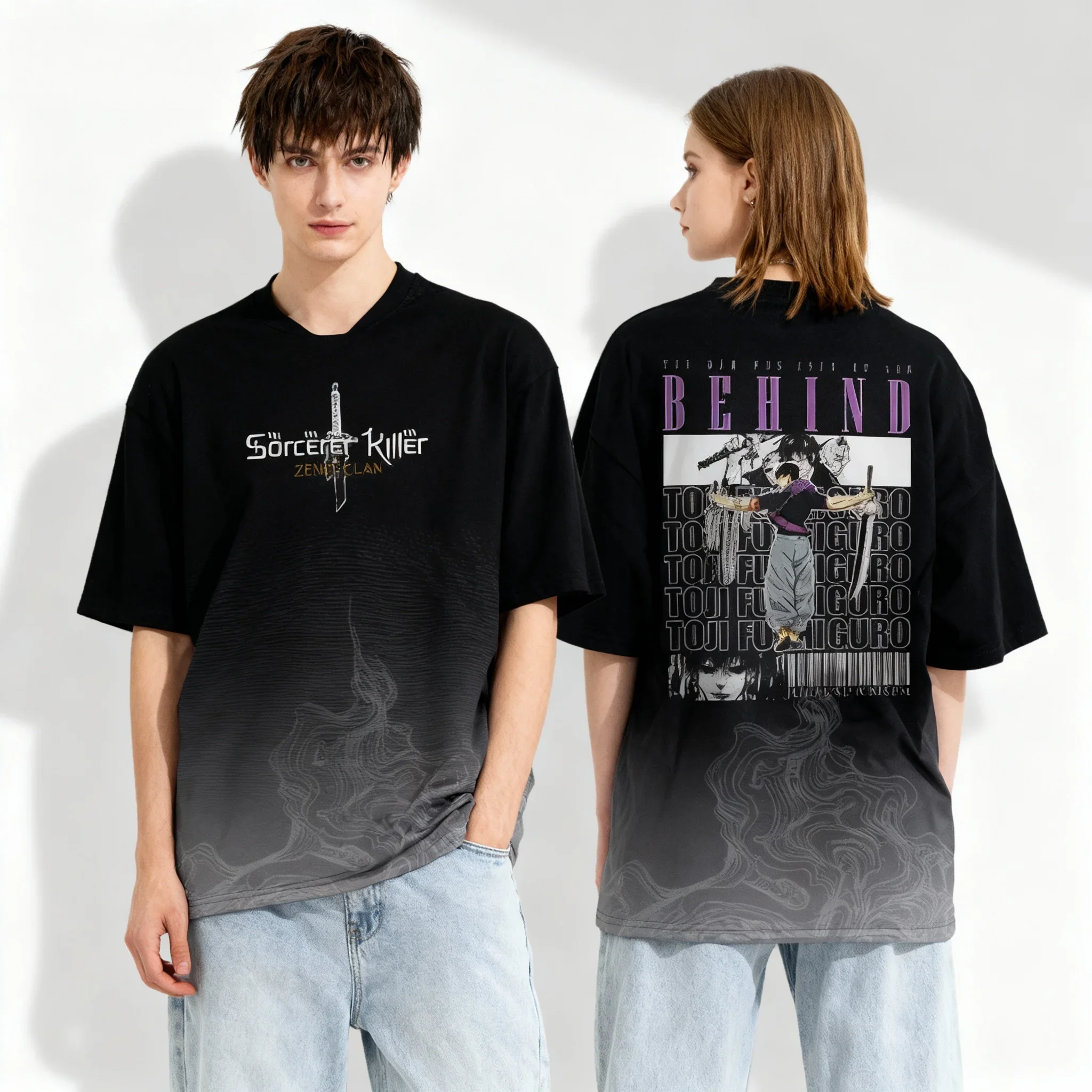 Bandai jujutsu batalha série camisa doce e legal americano rua verão camiseta oversized masculino e feminino adulto topo novo estilo