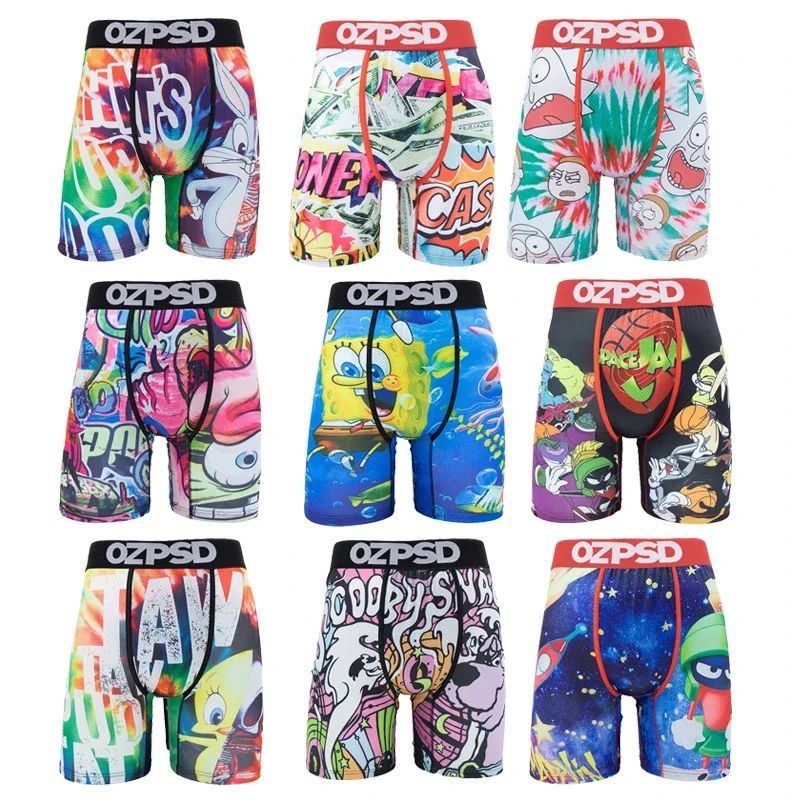 OZPSD Sexy Men Underwear Boxers Cueca Male Panty Lingerie Men Underpants Boxershorts Plus Size Breathable Print Man Boxer Briefs