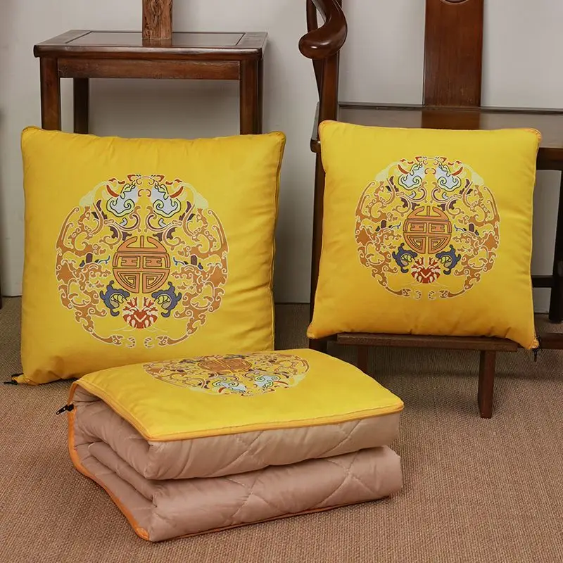 Chinese Style Pillow,Picturesque Mountains and Rivers Sofa Decorations Blanket,Light Luxury Quilt,Classical Headrests Backrests