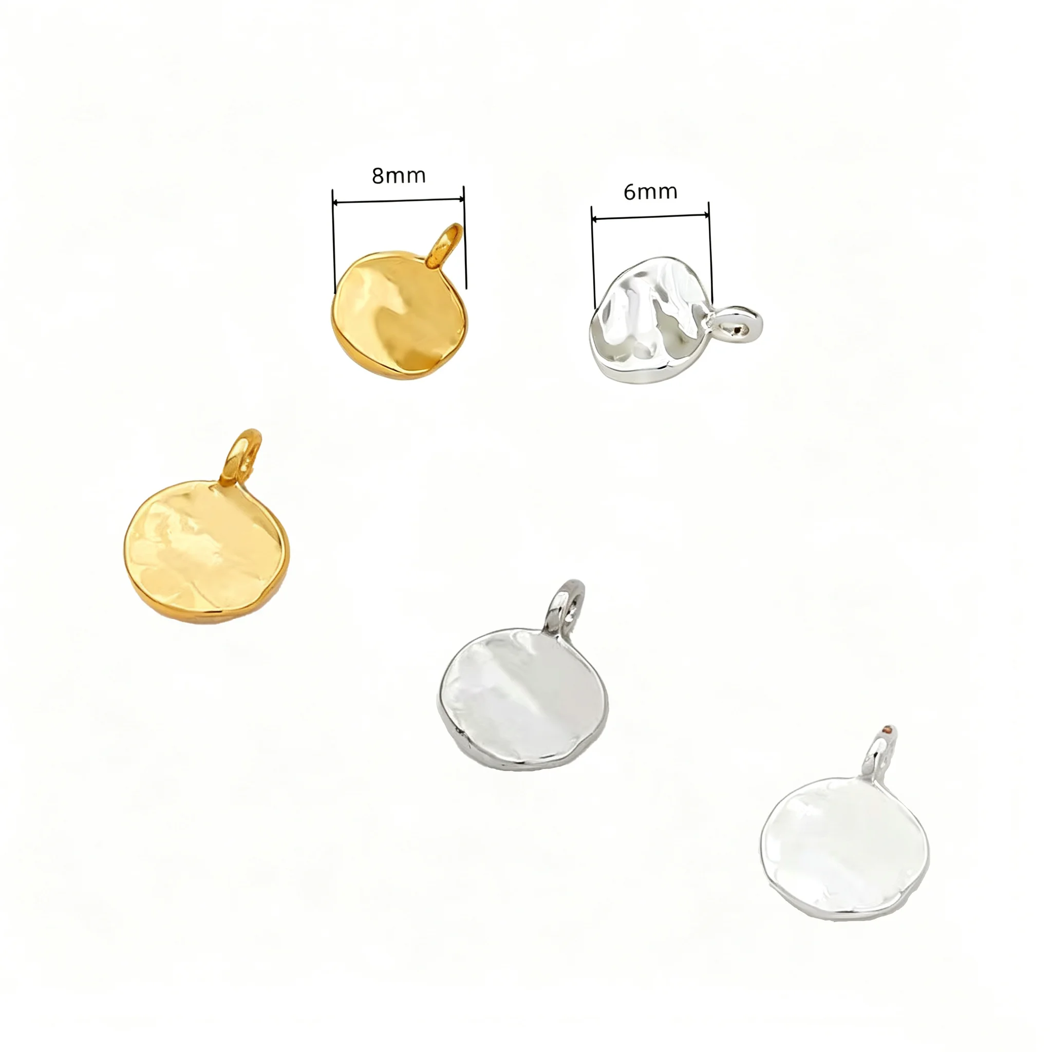  5/10Pcs 6/8MM 18K Gold Plated Irregular Round Charms For Bracelets Jewelry Brass Small Pendant DIY Jewelry Making Accessories