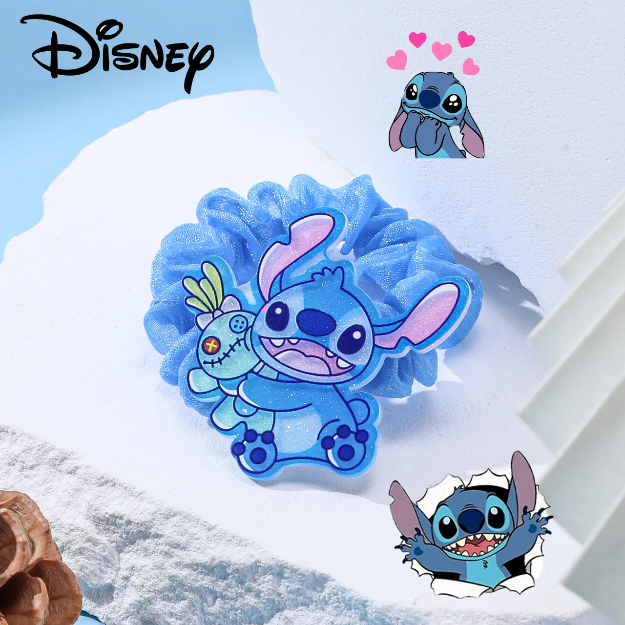 Disney Lilo and Stitch Hair Rope for Women Kawaii Stitch Acrylic Hairpin Rubber Band Hair Accessoires Girl Gifts
