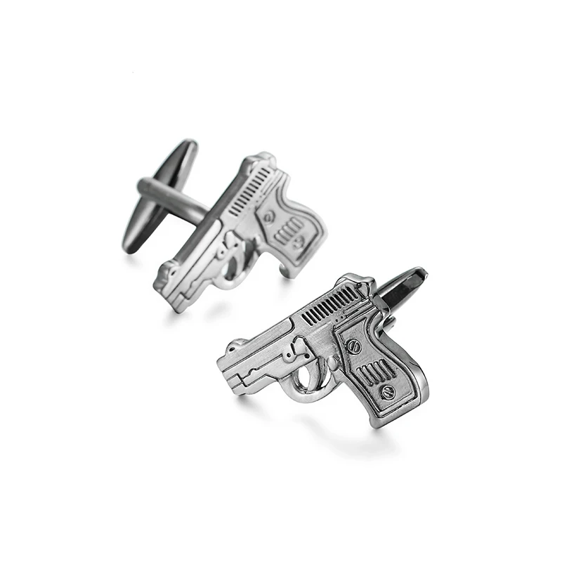 High quality black pistol cufflinks fashionable French style shirt, brand new brass material men's wedding cufflinks