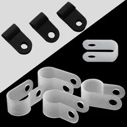 100PCS/lot Plastic P Clips Black Hose Cable Fasteners White R-Type Nylon Cable Clamp Mounting Fix Hardware Electrical Fittings