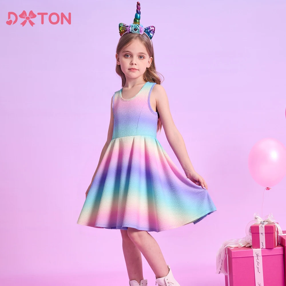 

DXTON Girls Sleeveless Mermaid Dress Fish Scales Kids Summer Vacation Beach Clothes A-Line Straight Children's Girls Casual Wear