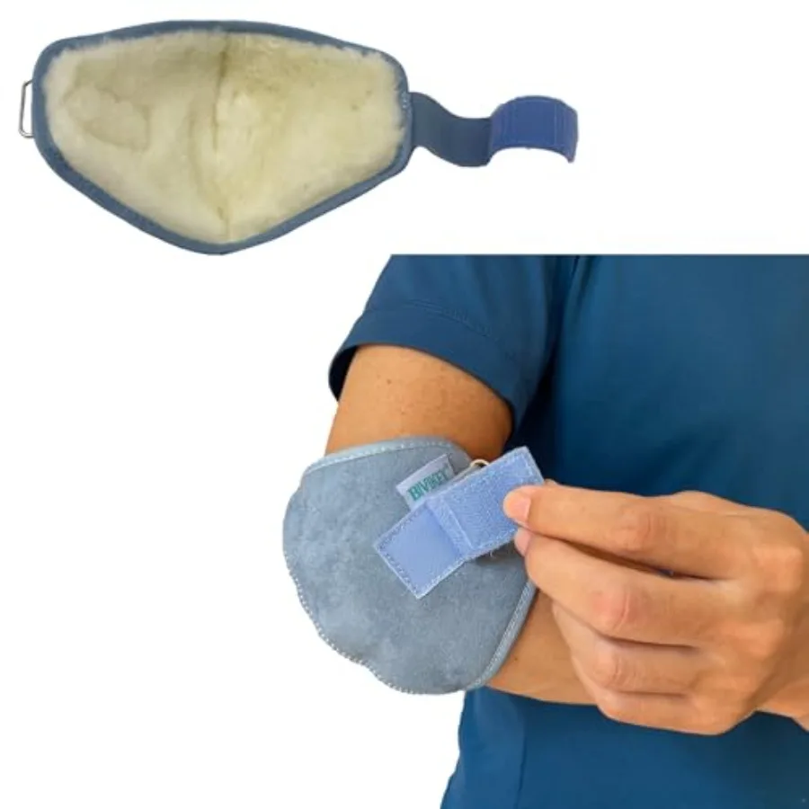 

2 Pcs Australian Sheepskin Elbow Pressure Sores Protector Arm Pads Adjustable Suitable for Office Home Elderly Care and Medical