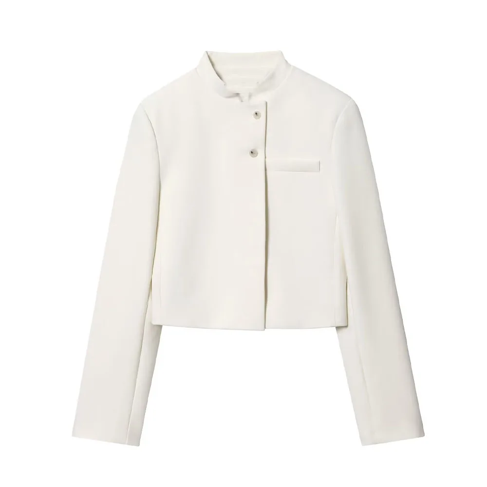 

ЖЕНСКИЙ модный осенний новый короткий костюм в европейском и американском стиле 2025 года, шикарная тонкая куртка на пуговицах с длинными рукавами и разрезом, верхняя одежда Mujer