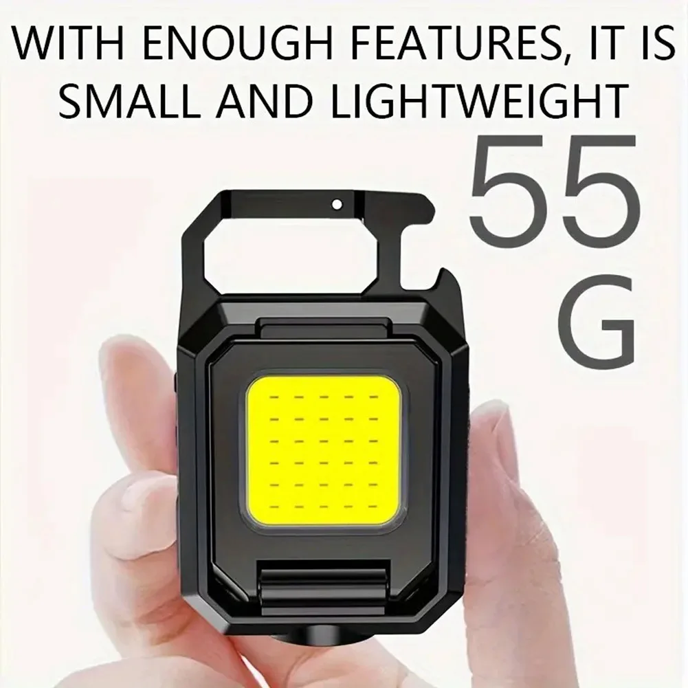 Minilinterna LED COB para caminar, linterna pequeña recargable de 500 lúmenes, plegable de 90 °