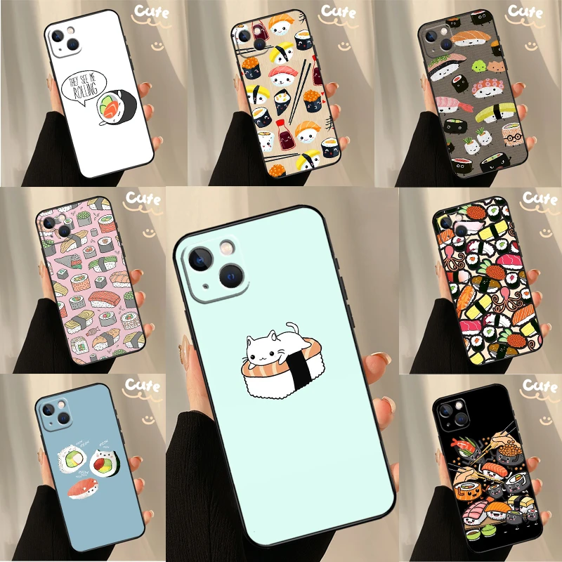 Sushi Food Cover For iPhone 12 11 13 14 15 16 Pro Max Mini Plus  XS Max X XR Phone Case