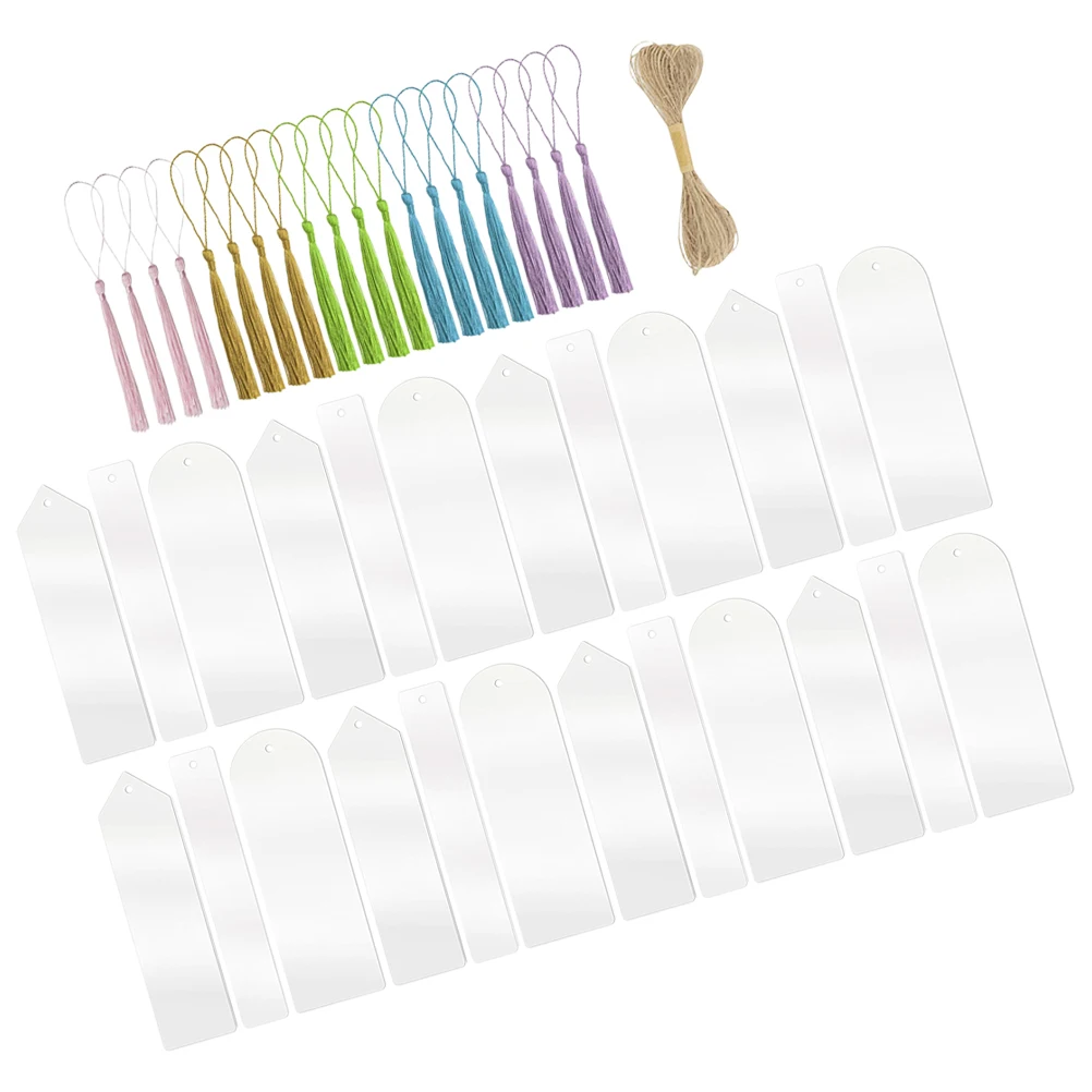 

1 set 1 Set Of Tassels Acrylic Bookmarks Blank Diy Delicate Student Supply Gift Page Marker Lightweight Easy Insert Book