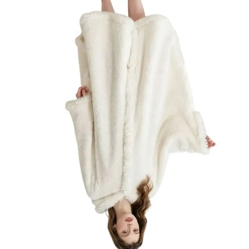 

Women's Winter Velvet Thickened Hooded Nightgown New Autumn and Winter Home Cartoon Lazy Robe Cute Shu Cotton Lint Cape Pajamas