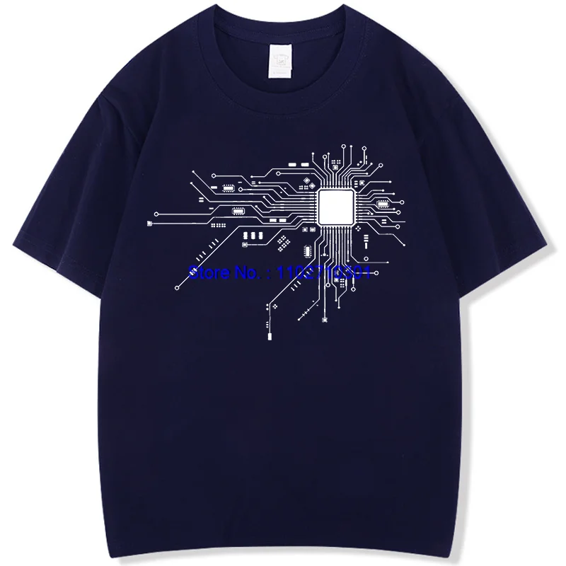 Unisex Summer Cotton Graphic T-Shirt CPU Circuit Diagram Print Fashion Short Sleeve Shirt New Arrivals