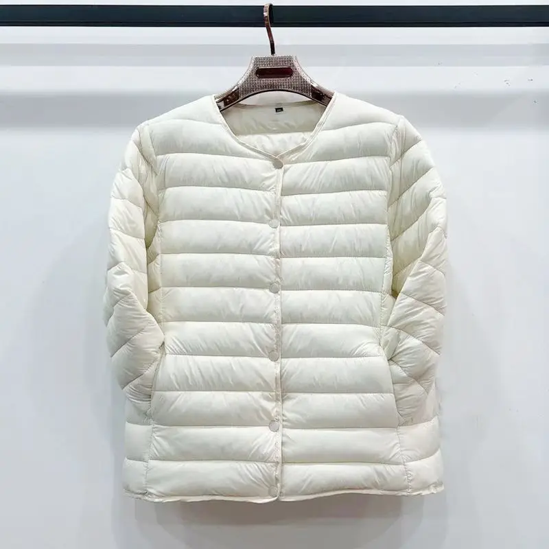 Doublure en coton pour femme, veste à col en V, manteau matelassé ultraléger, garde au chaud, sans col, femme, hiver, nouveau