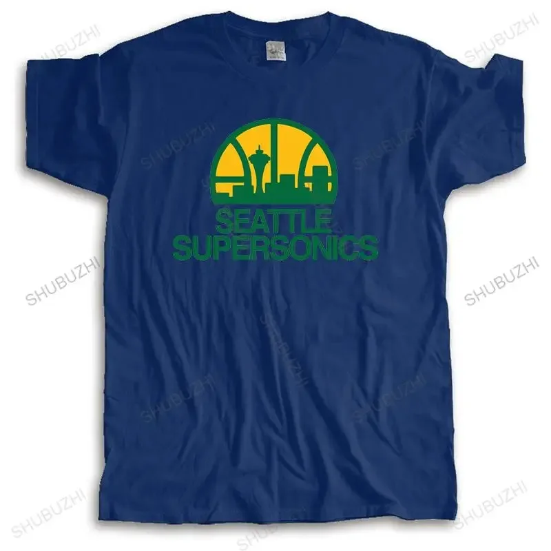 Fashion brand t shirt mens loose Seattle Supersonics brand t-shirt Cottonsummer teeshirt plus size drop shipping