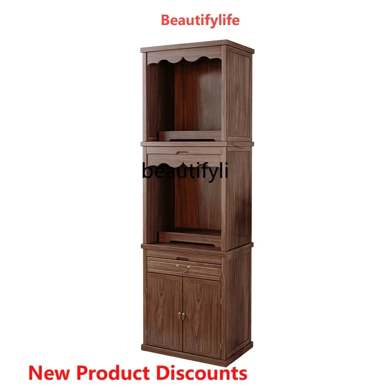 

S New Chinese Buddha Niche Clothes Closet Solid Wood God of Wealth Home Avalokitesvara Buddha Cabinet Living Room Altar Modern