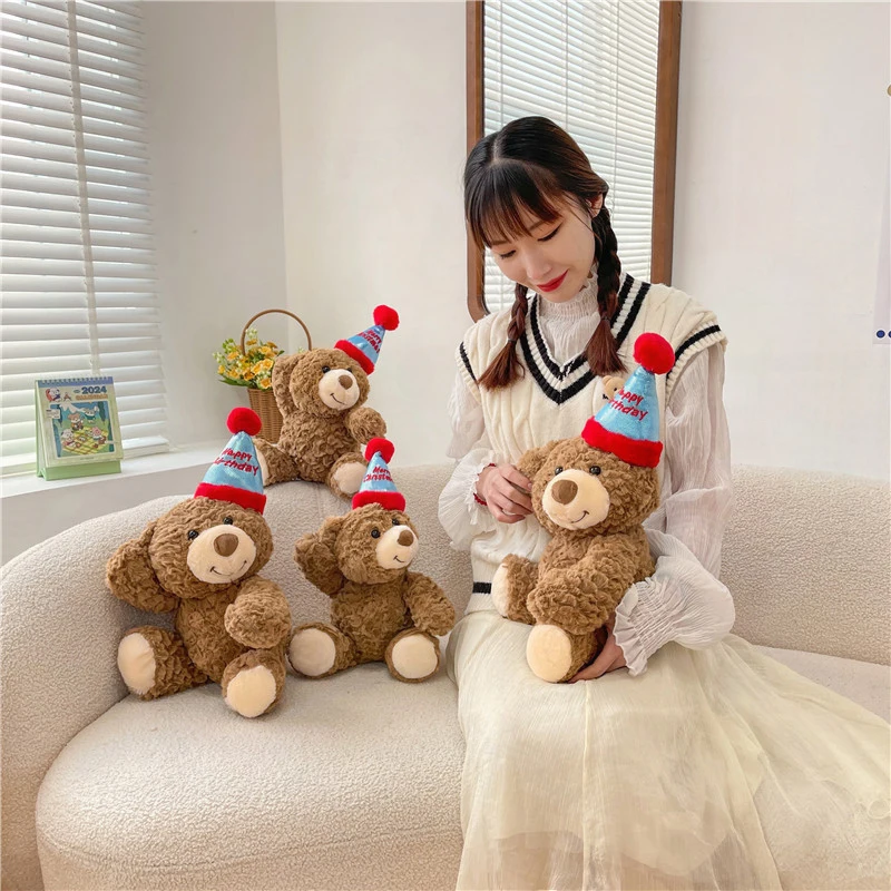 

Kawaii Plush Toy Filled Doll Cute Teddy Bear with Hat for Kids Birthday Gift Stuffed Animal for Girls