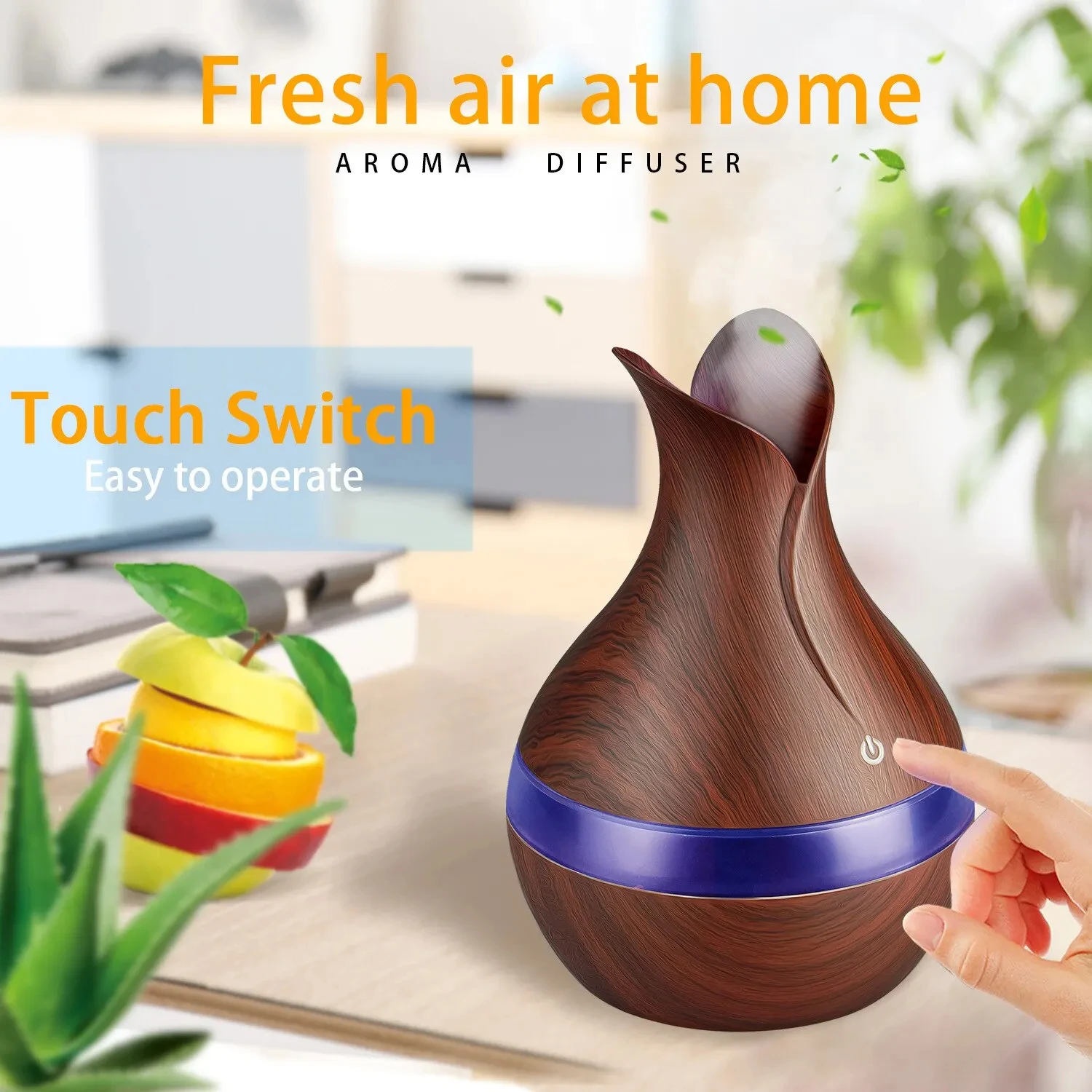 Fluisterend 300Ml Usb Etherische Olie Aromatherapie Diffuser Voor Kantoor Desktop, Slaapkamer-Stille Luchtbevochtiger Voor De Hele Dag Re