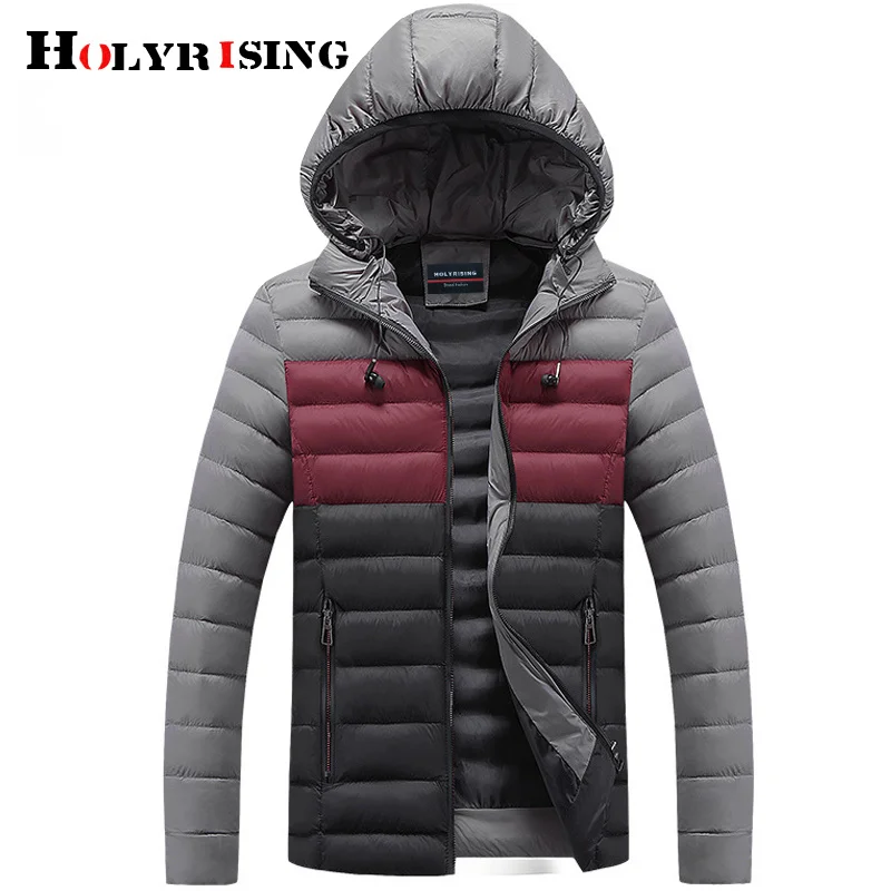 Holyrising Fashion Winter new men's casual parka cotton hooded warm jacket Coats Male Padded Overcoat 18956-5