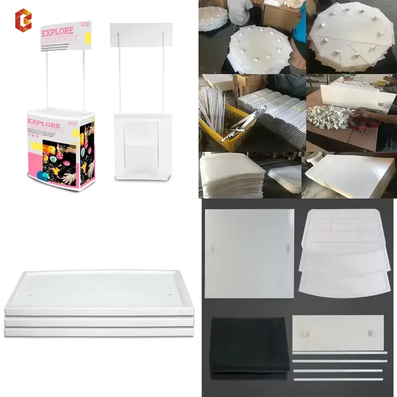 Express Shipping PP Material Portable Display Table with Adjustable Height PP Promotion Table