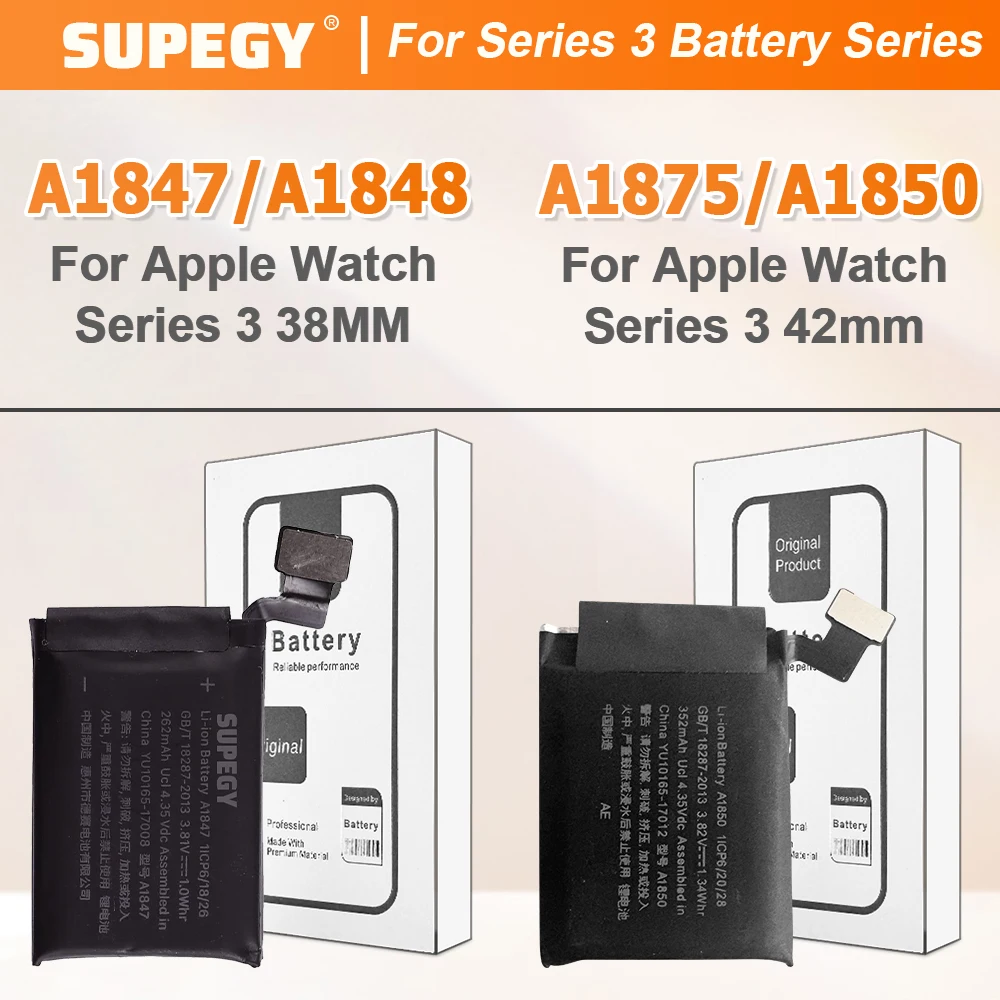 New 100% A1847 A1848 A1850 A1875 For Apple Watch Series 3 GPS LTE 38mm  IWatch 3 42mm High Quality Watch Batteries + Free Tools