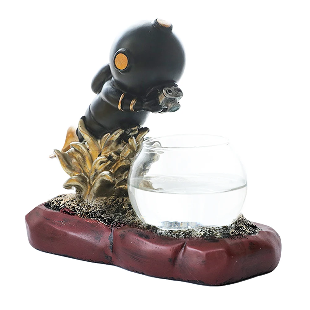 

Astronaut Flowerpot Nordic Style Hydroponic Desk Glass Vase Desktop Ornament LED Earth Succulent Plant Pot Desk Glass Vase