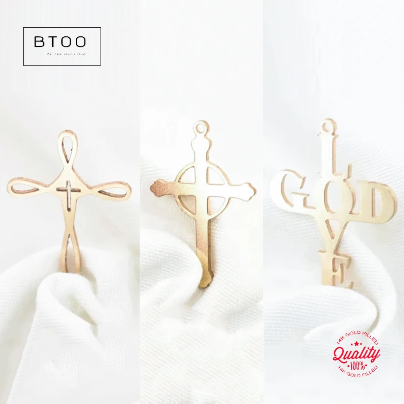 

14K Gold Filled Cross Charm Connector for DIY Jewelry Making Jesus Cross for Necklace Bracelet Charms