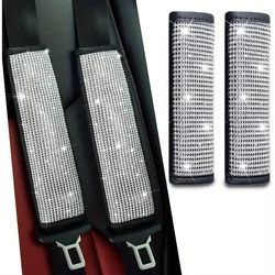 2Pcs Car Seat Belt Cover Shoulder Pad Bling Diamond Crystal Rhinestones Inlaid Decoration Car Interior Accessories for Women