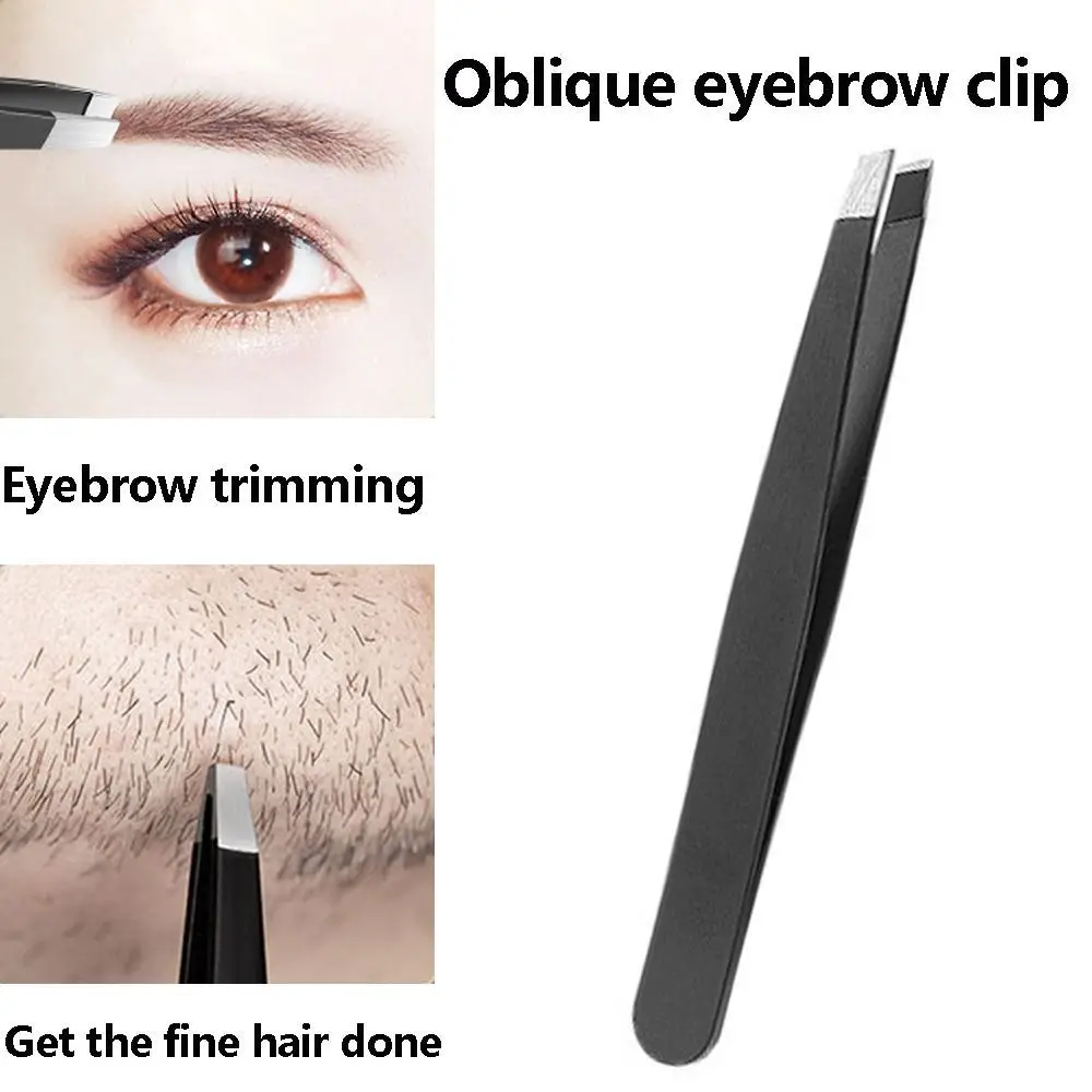 4Pcs/Set Premium Stainless Steel Eyebrow Tweezers Set Slanted Tip Flat Top Ingrown Hair Removal Pointed Pointed Slant