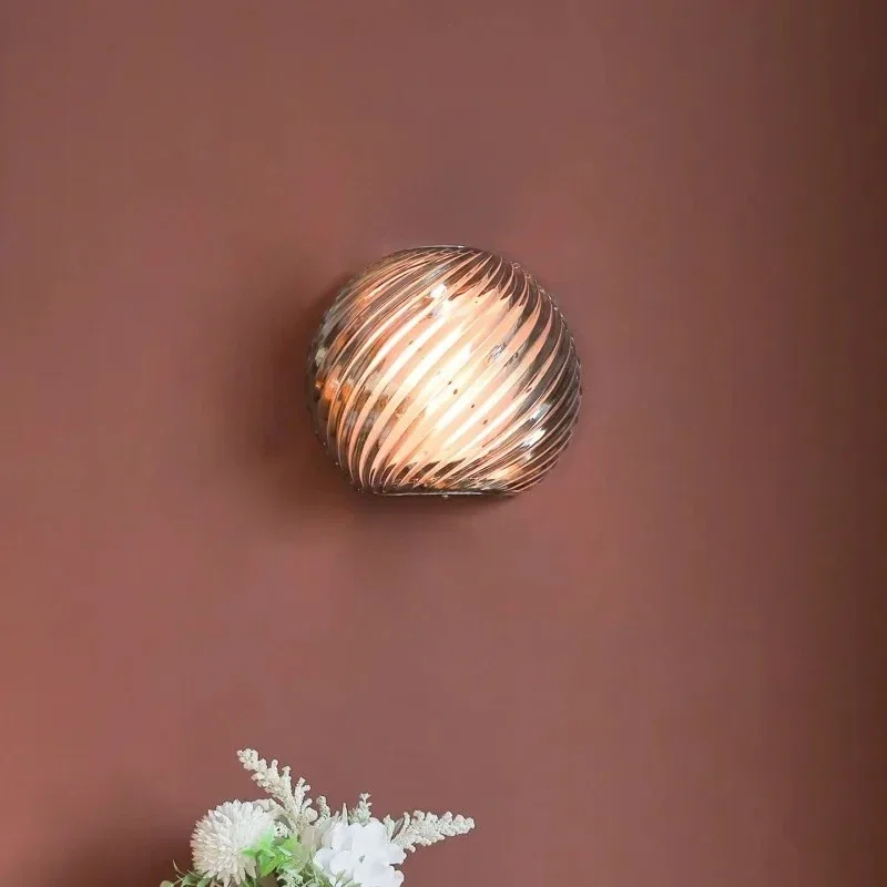 Simplicity Nordic Striped Glass Lampshade Shaped LED Wall Lamps Indoor Art Lustre Lights for Bedroom Home Decoration Chandelier