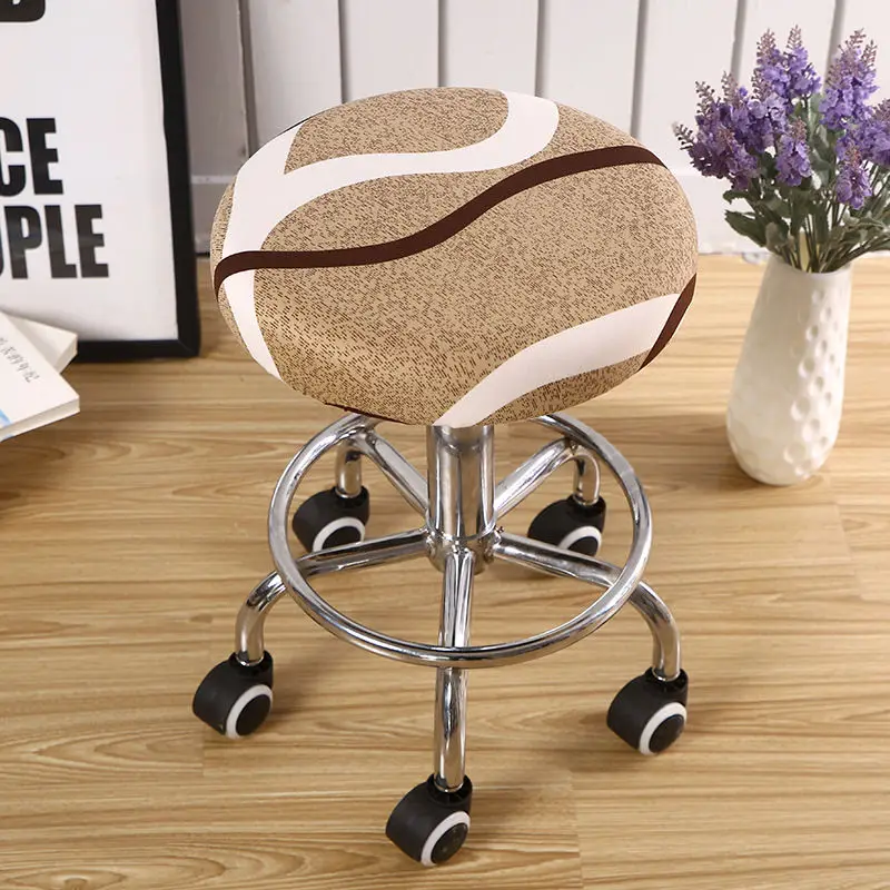 Elastic Round Spandex Pattern  Cushion Cover Dirt-Resistant Chair Sheath Removable Washable for Home Office Bar Bedroom Decor