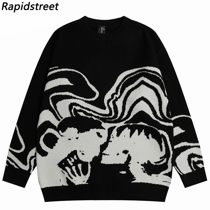 Maglioni lavorati a maglia vintage Streetwear Y2K Grunge Hip Hop Teschio Scheletro Maglioni Uomo Harajuku Casual Punk Gotico Pullover Unisex