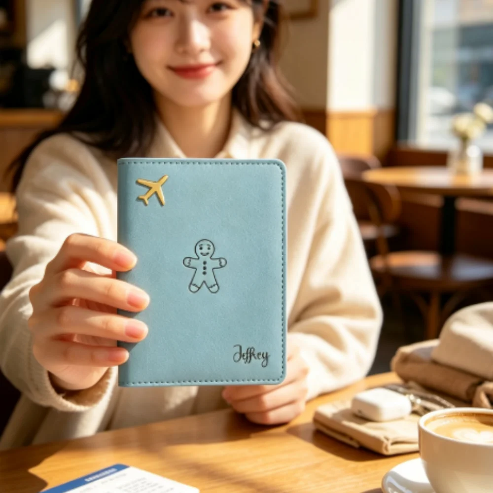 

Personalized Name Aesthetic Embossed Leather Passport Cover, Ideal Holiday Travel Gift for Family Members