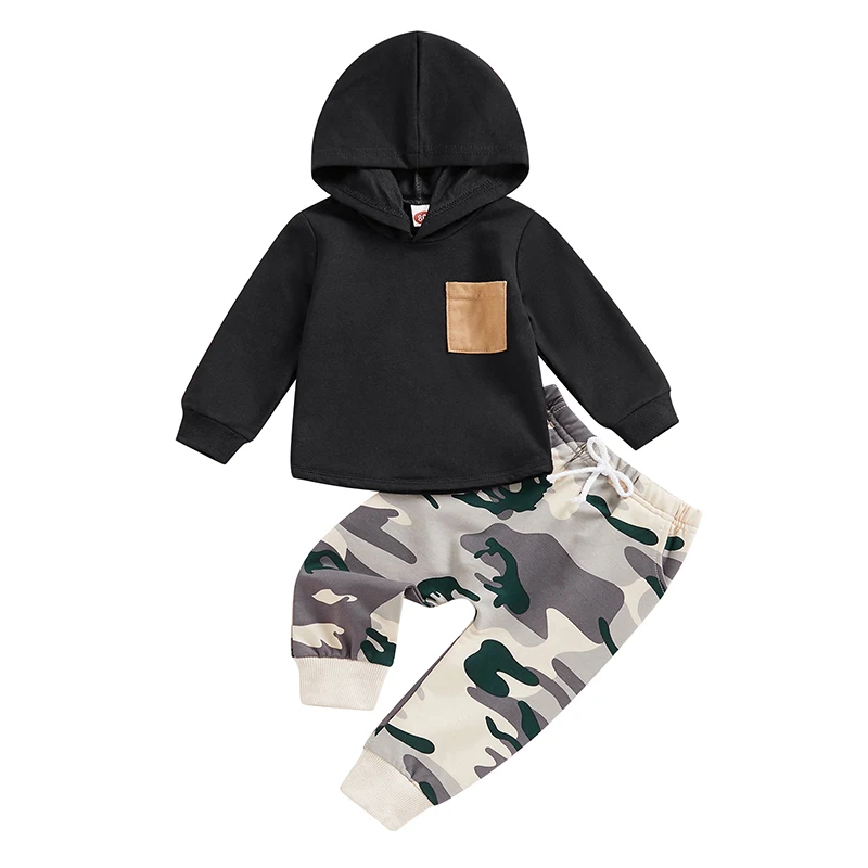 2022-12-12 Lioraitiin 0-3Years Baby Boys Tracksuit Outfits Long Sleeve Hooded Sweatshirt Elastic Camouflage Pants Suit