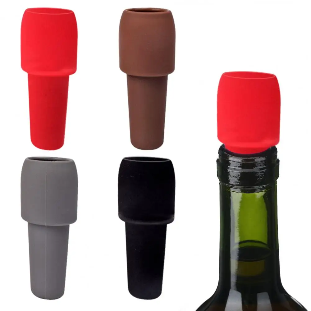 

1/4Pcs Silicone Wine Stopper Leak-proof Reusable Red Wine Beer Champagne Bottle Sealer Saver Cork Kitchen Supplies