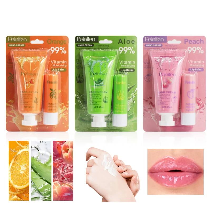 2PC Hand Cream+lipstick Set Moisturizing, Moisturizing, Refreshing, Non greasy, Smoothly Smear Autumn and Winter Gifts